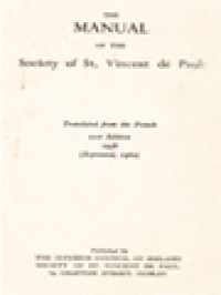 The Manual Of The Society Of St. Vincent De Paul