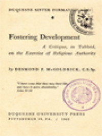 Fostering Development: A Critique, In Tabloid, On The Exercise Of Religious Authority