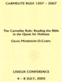 The Carmelite Rule: Reading The Bible In The Quest For Holiness