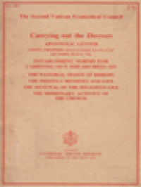 Apostolic Letter Of Pope Paul VI: Establishing Norms For Carrying Out Certain Decrees Of The Second Sacred Vatican Council