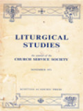 Liturgical Studies: The Journal Of The Church Service Society