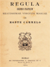Image of Regula Ordinis Fratrum Beatissimae Virginis Mariae De Monte Carmelo