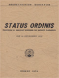 Status Ordinis Fratrum B. Mariae Virginis De Monte Carmelo, Die 31 Decembris 1973