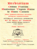 Breviarium Ordinis Fratrum Beatissimae Virginis Mariae de Monte Carmelo: Juxta Hierosolymitanae Ecclesiae Antiquam Consuetudinem (pars aestiva)