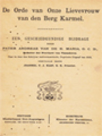 Image of De Orde Van Onze Lievevrouw Van Den Berg Karmel: Een Geschiedkundige Bijdrage