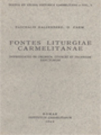 Fontes Liturgiae Carmelitanae: Investigatio In Decreta, Codices Et Proprium Sanctorum