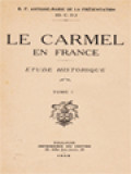 Le Carmel En France: Étude Historique, Tome I