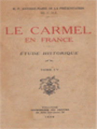 Le Carmel En France: Étude Historique, Tome IV