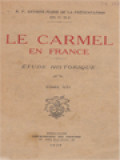 Le Carmel En France: Étude Historique, Tome VII