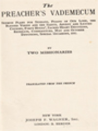 Image of The Preacher's Vademecum: Sermon Plans For Sundays, Feasts Of Our Lord, The Blessed Virgin And The Saints, Advent And Lenten Courses, Forty Hours', Sacred Heart Devotions, Retreats, Conferences, May And October Devotions, Special Occasions, Etc.