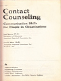 Image of Contact Counseling: Communication Skills For People In Organizations